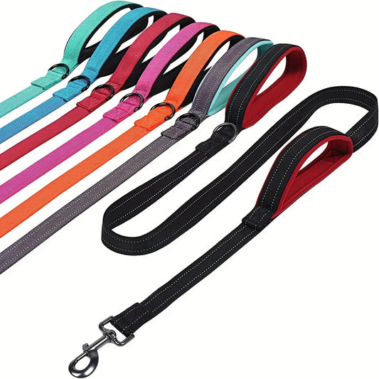 Dog Leash Outdoor Training Chain Heavy Duty Dual Handle Lead