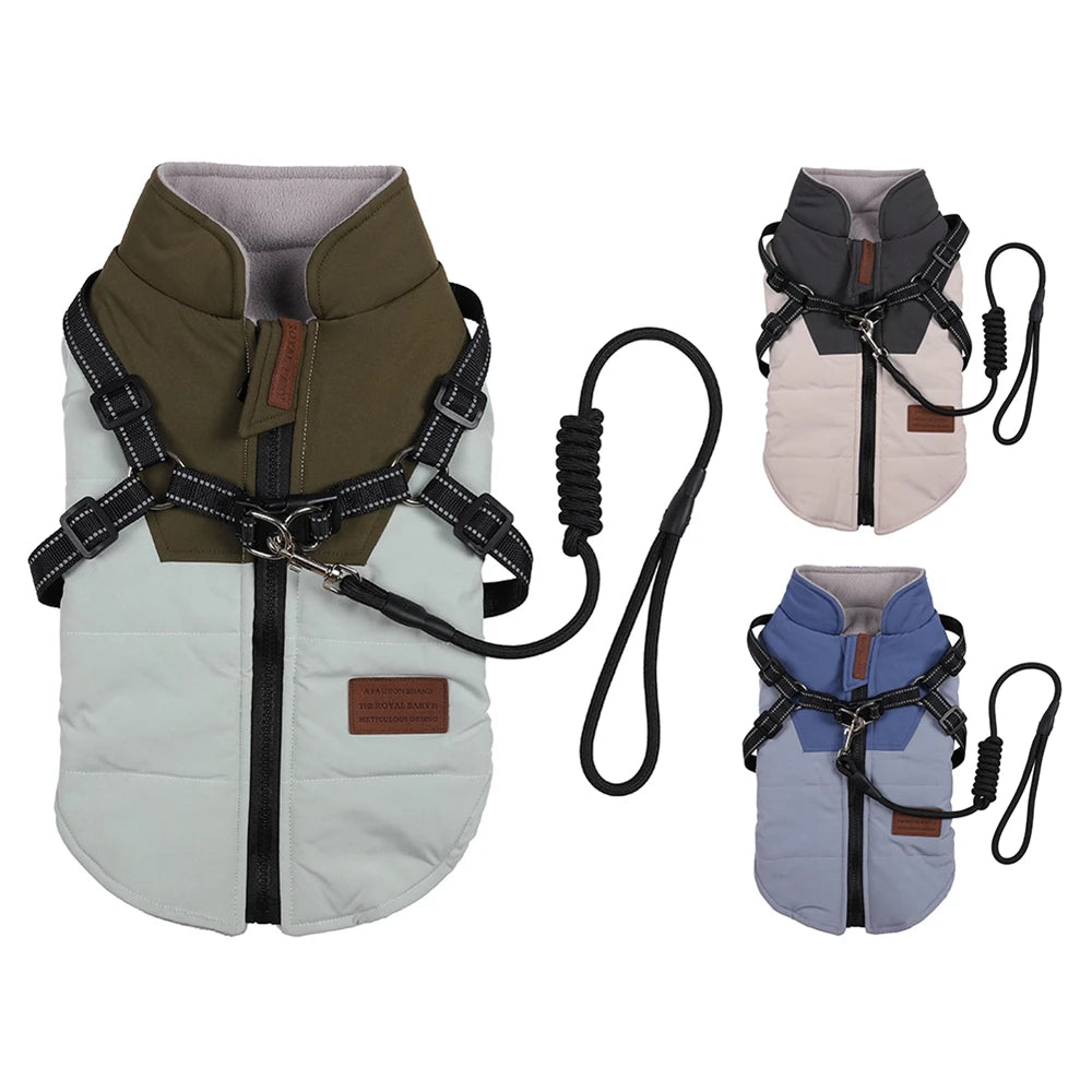 Winter Dog Jacket With Harness Waterproof Coat For Labrador