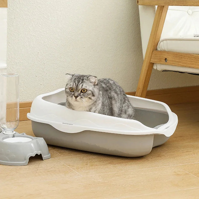 High-concerned Semi-Enclosed Cat Litter Box with Pedal Design