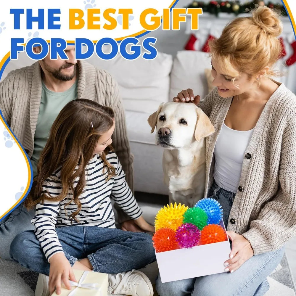 Squeaky Dog Toys Spiky Balls 50 Pack for Aggressive Chewers