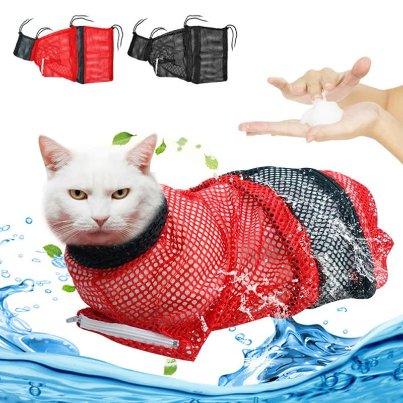Mesh Cat Groom Bath Bag For Restraint And Nail Trim