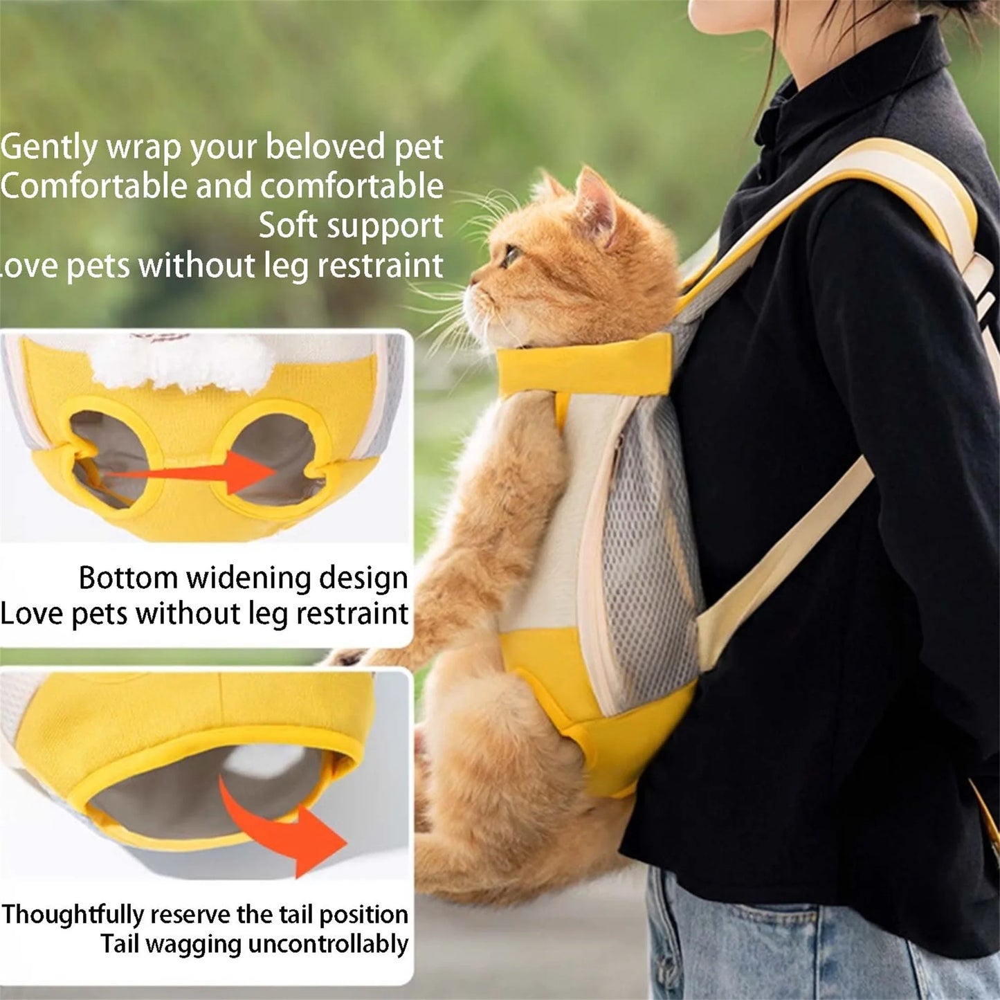 Portable Cat Carrier Backpack For Pets Breathable Front Back