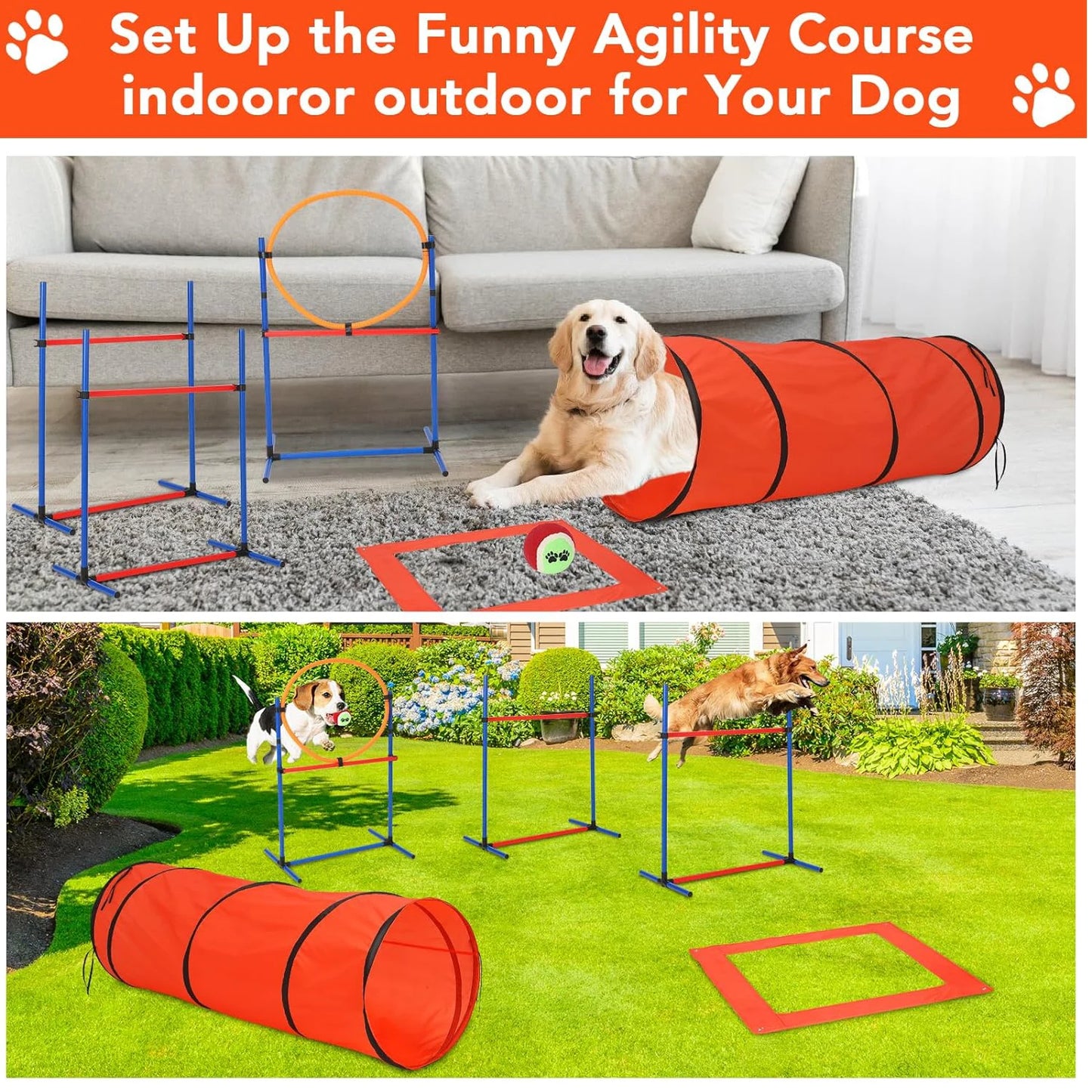 HiMISS 87 Piece Dog Agility Training Equipment Kit Obstacle Course