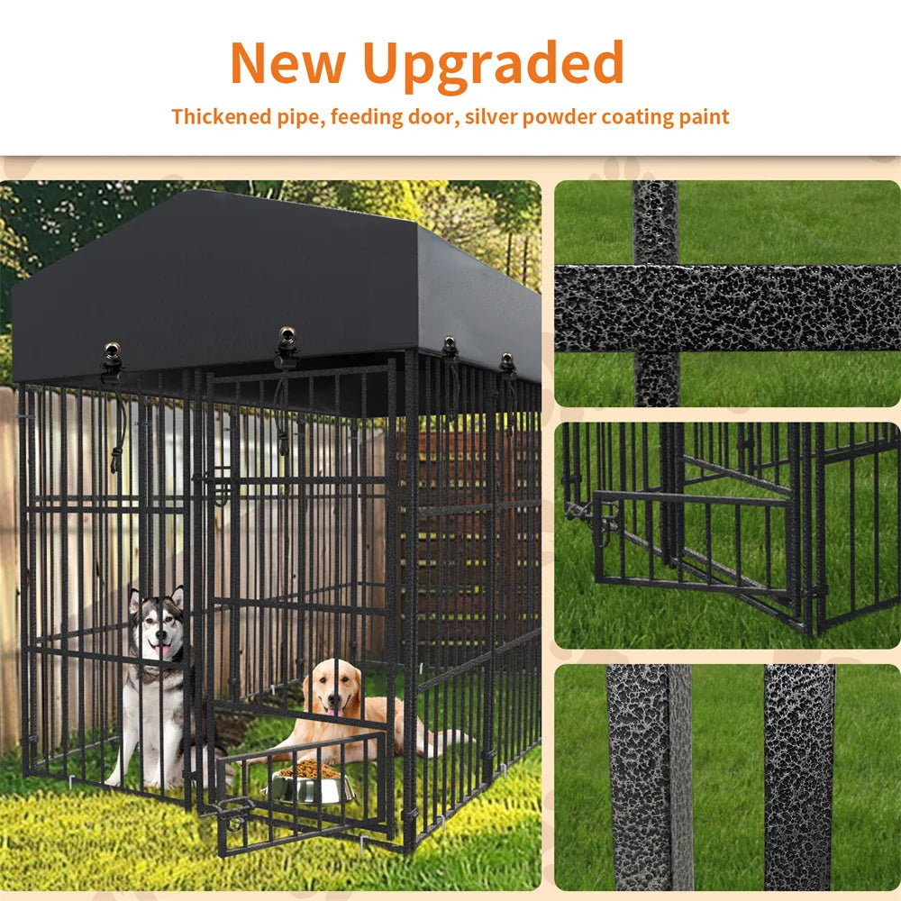 BORWARTH Heavy Duty Iron Dog Kennel Welded Metal Playpen Enclosure