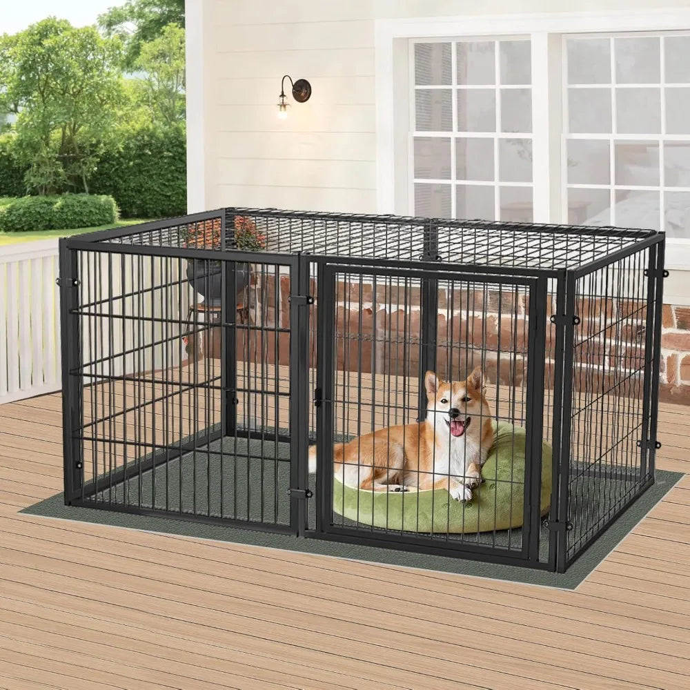CHENGWEI Heavy Duty Dog Crate Indoor Outdoor Metal Kennel