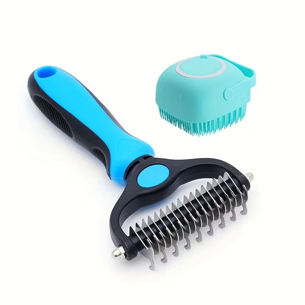 2 In 1 Pet Grooming Brush Deshedding Tool Stainless Comb