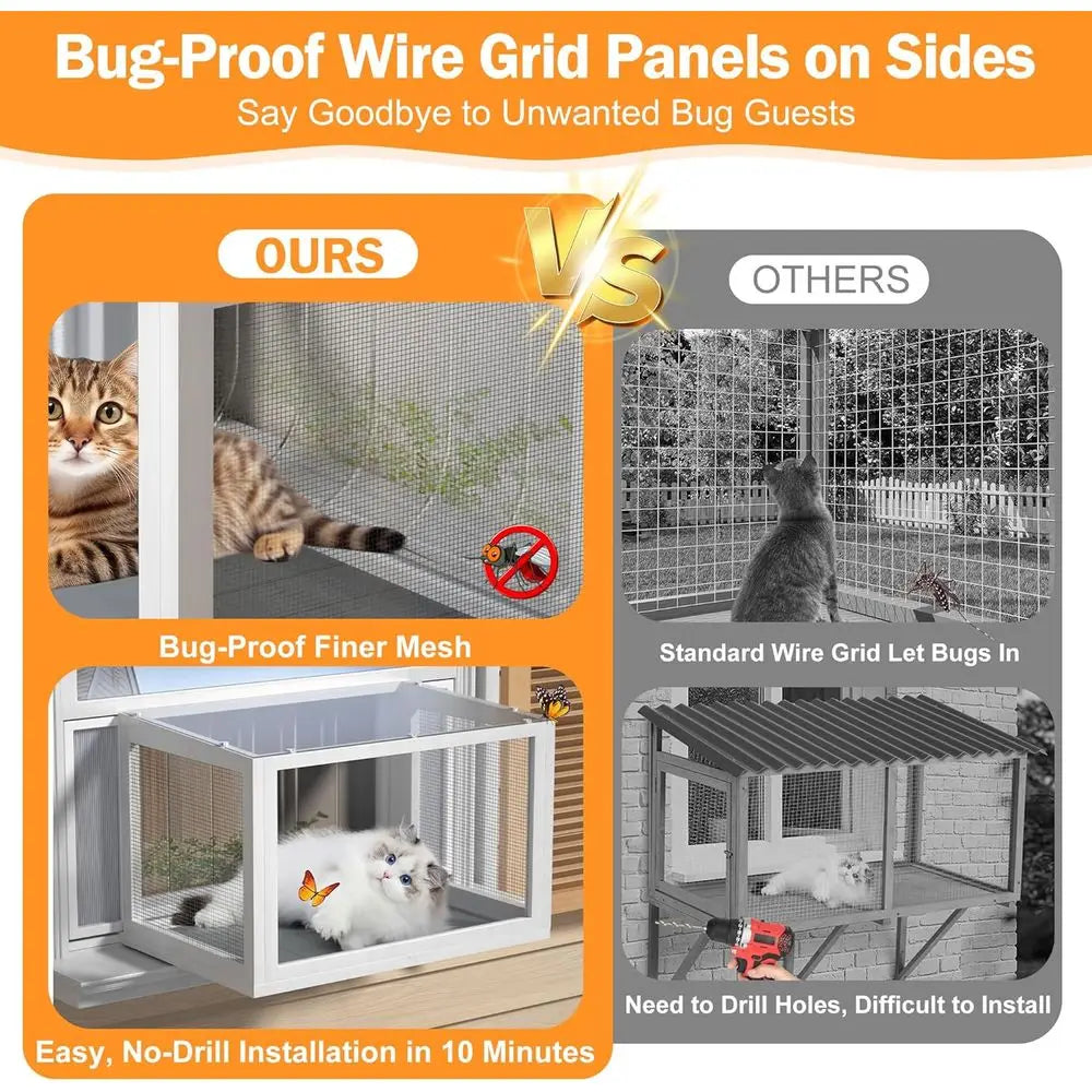 Closure Outdoor Indoor Cat Enclosure With Clear Panels