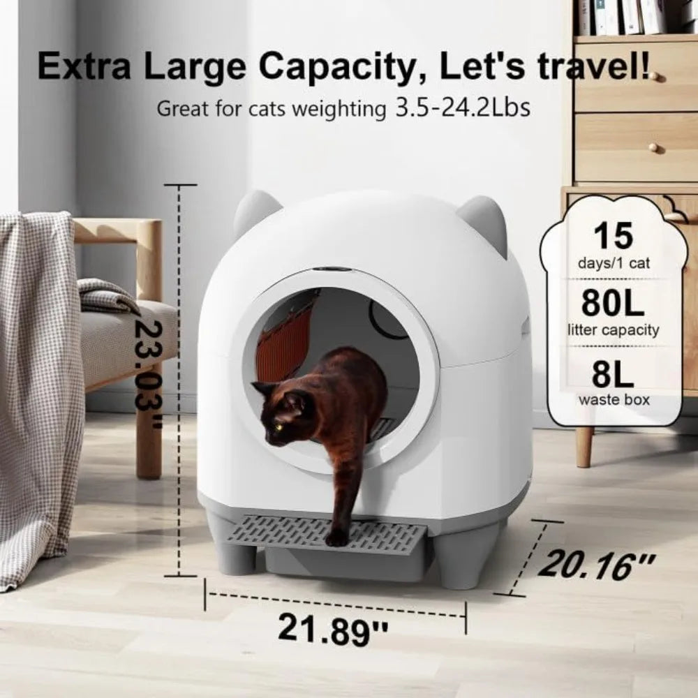 Self Cleaning Litter Box With App Control For Multi Cat