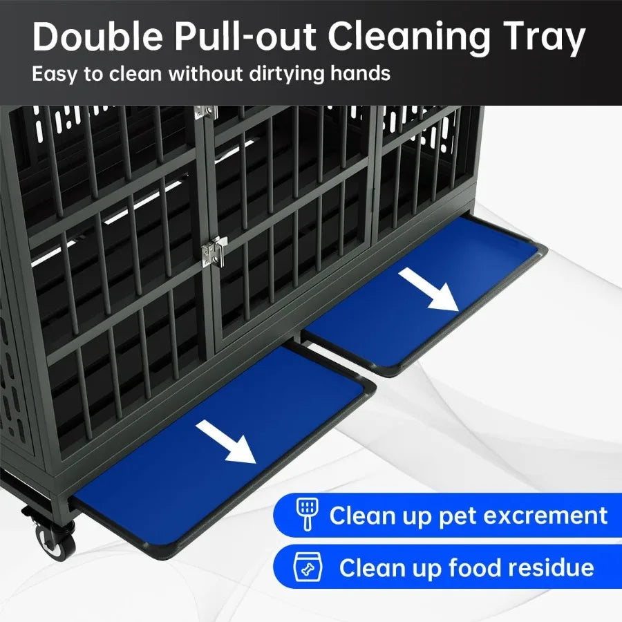 High-concerned Folding Heavy Duty Dog Crate With Wheels