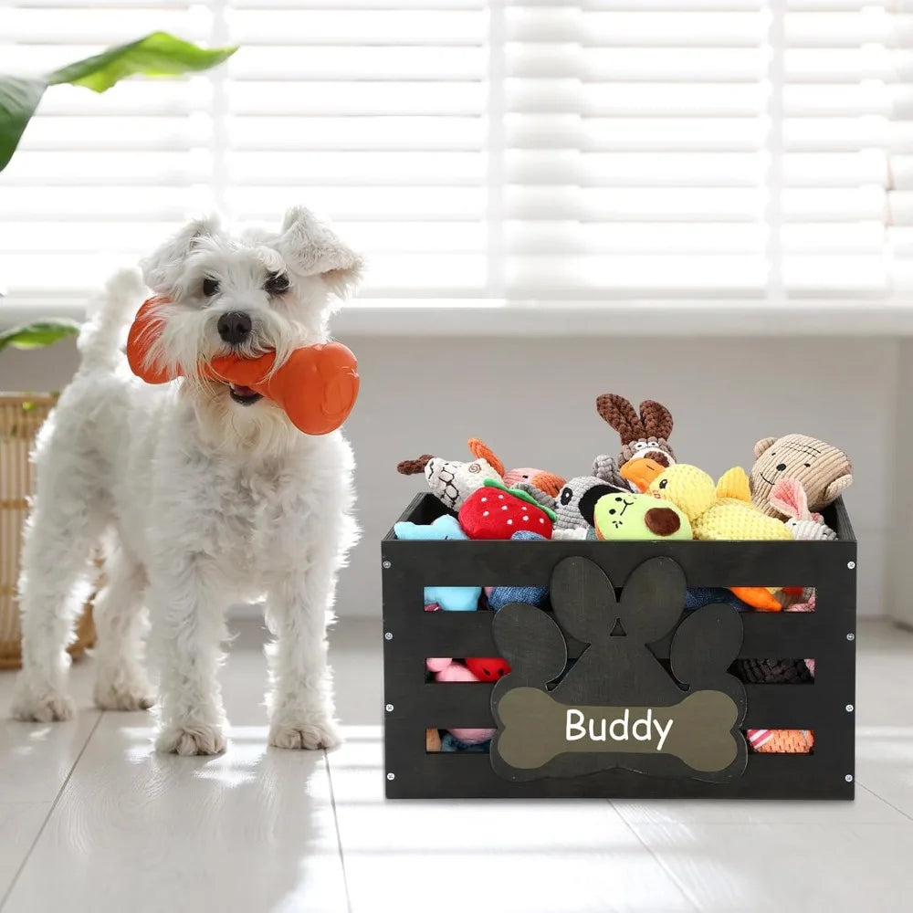 Dog Toy Basket Organizer Box With Handles And Paw Print