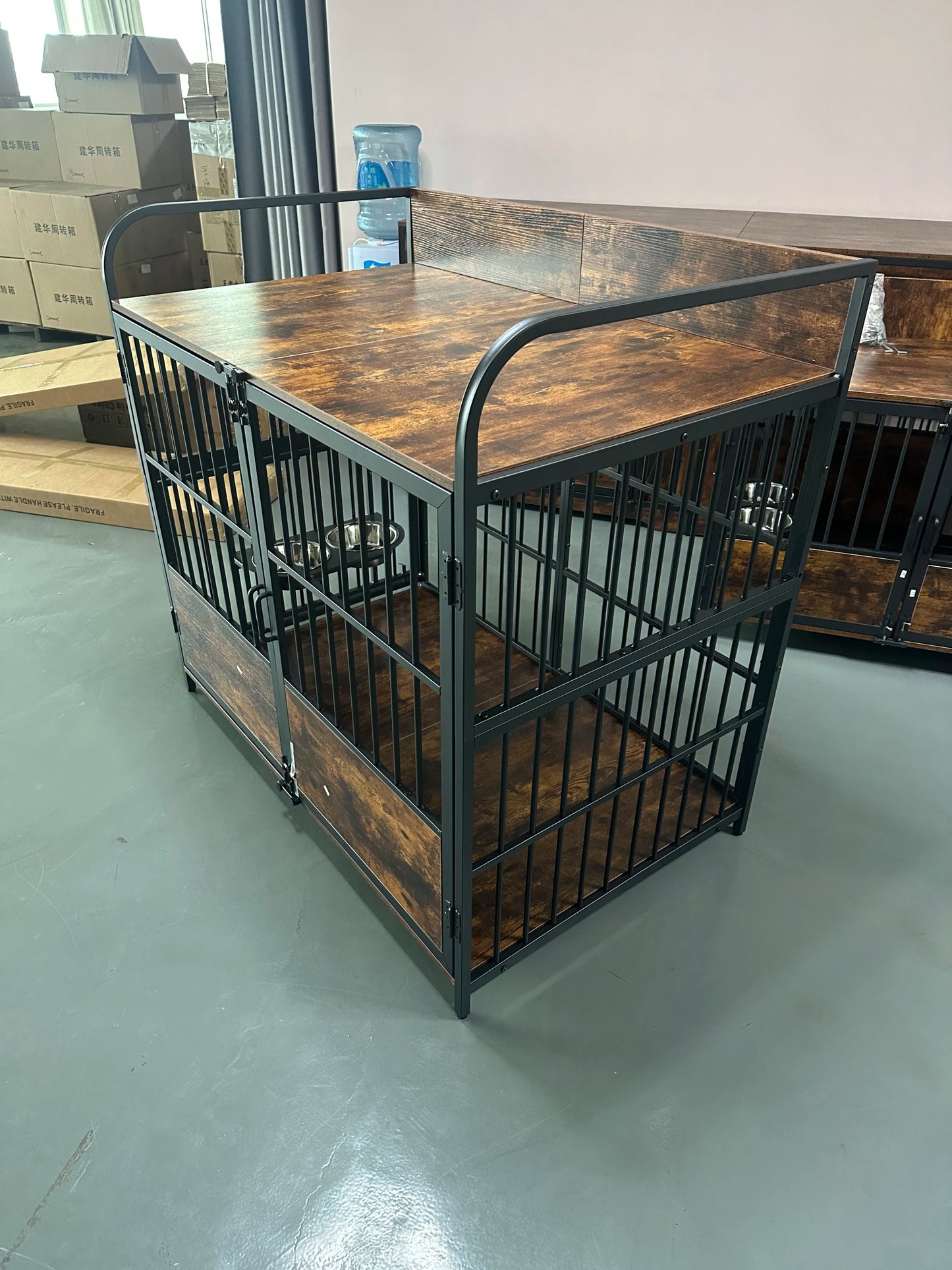 JDPAG Heavy Duty Dog Crate Kennel Indoor Bowls Included