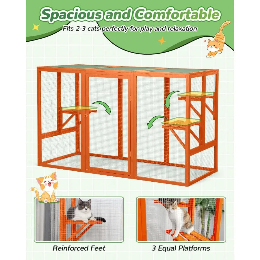 Catio Outdoor Cat Enclosure Weatherproof Patio Cage With Window Access