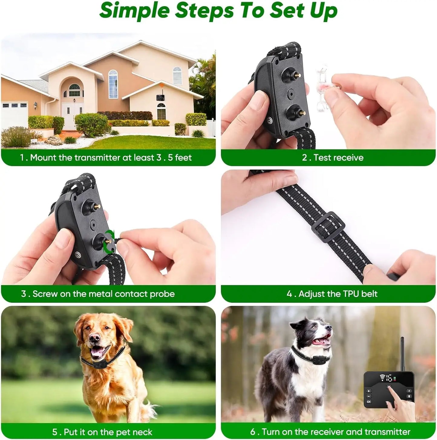XMSJ Wireless Dog Fence System with Rechargeable Training Collars
