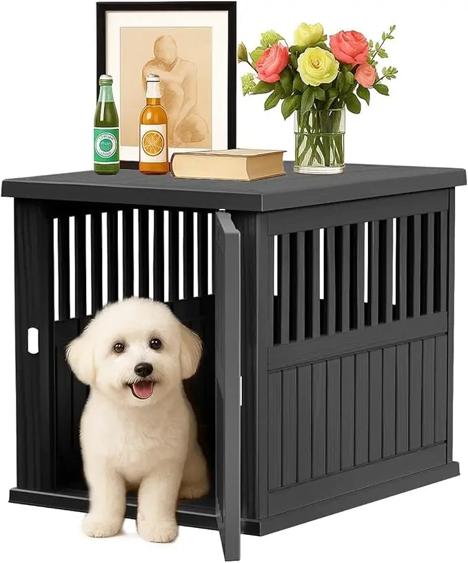 CHENGWEI Lockable Dog Crate End Table for Indoor Use