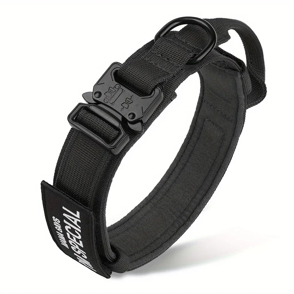 Heavy Duty Tactical Dog Collar With Handle Nylon Training