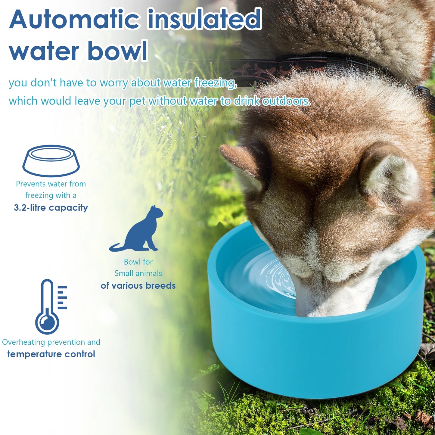 APWIKOGER Outdoor Heated Pet Water Bowl 30W For Dogs Cats