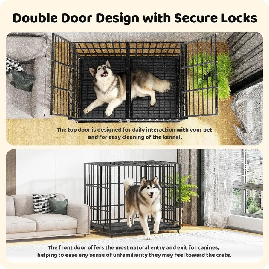 High-Concerned Indestructible Dog Crate With Removable Trays