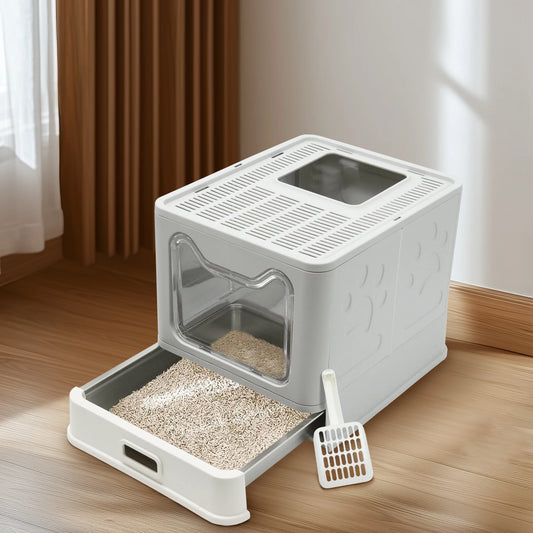 Bingopaw Stainless Steel Cat Litter Box With Front Lid