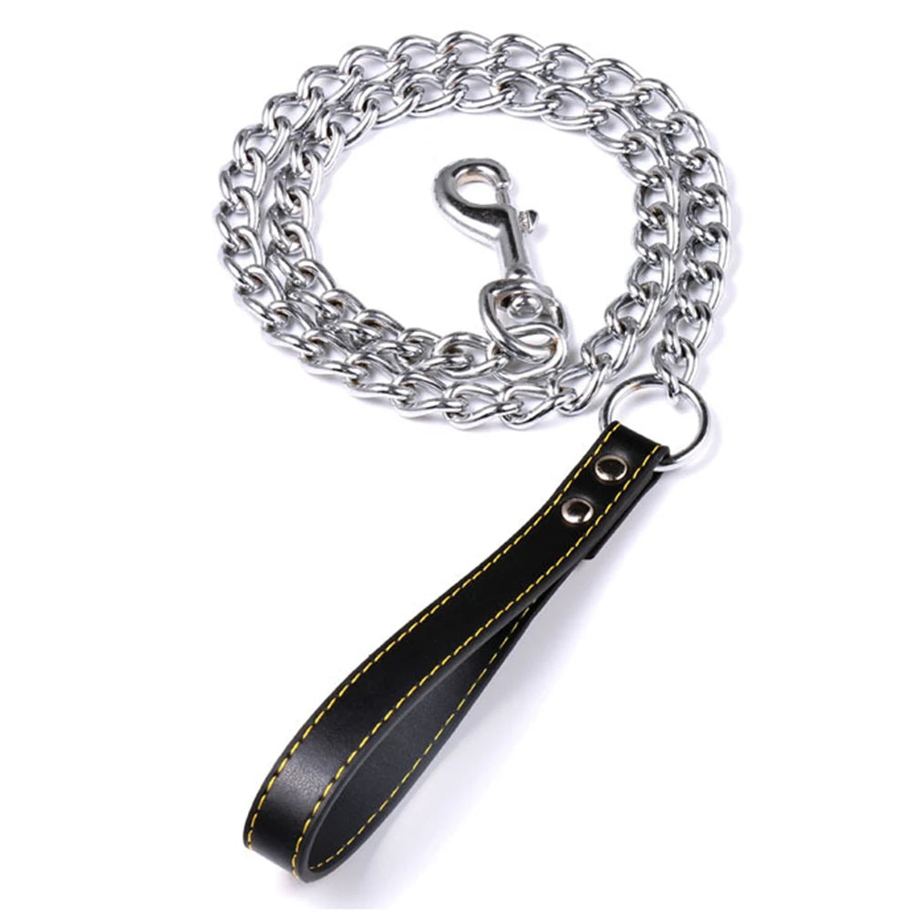 YTYINCN Metal Chain Dog Lead With Leather Style Handle