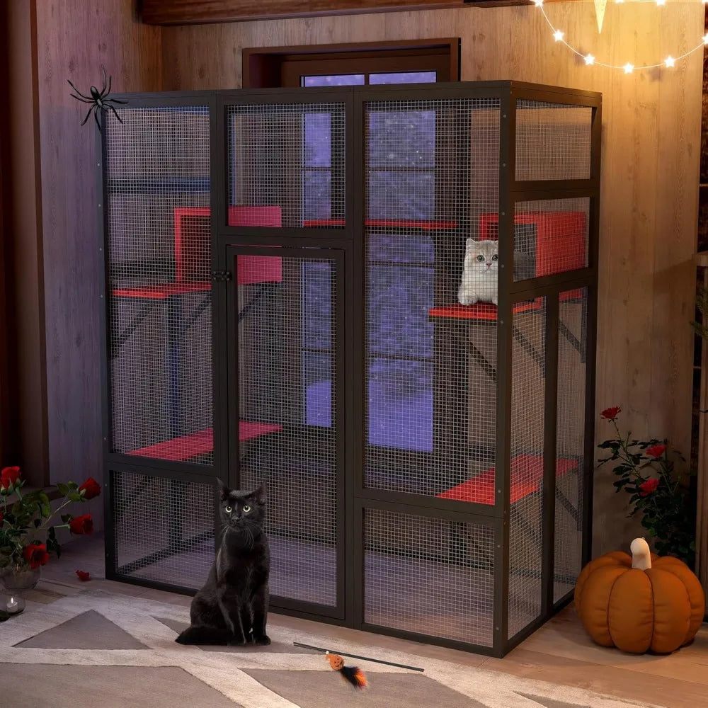 Wooden Catio Outdoor Cat Enclosure With Perches And Condos