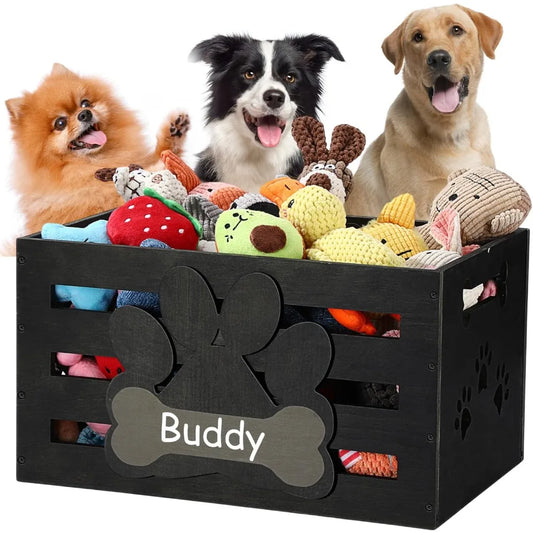 Dog Toy Basket Organizer Box With Handles And Paw Print