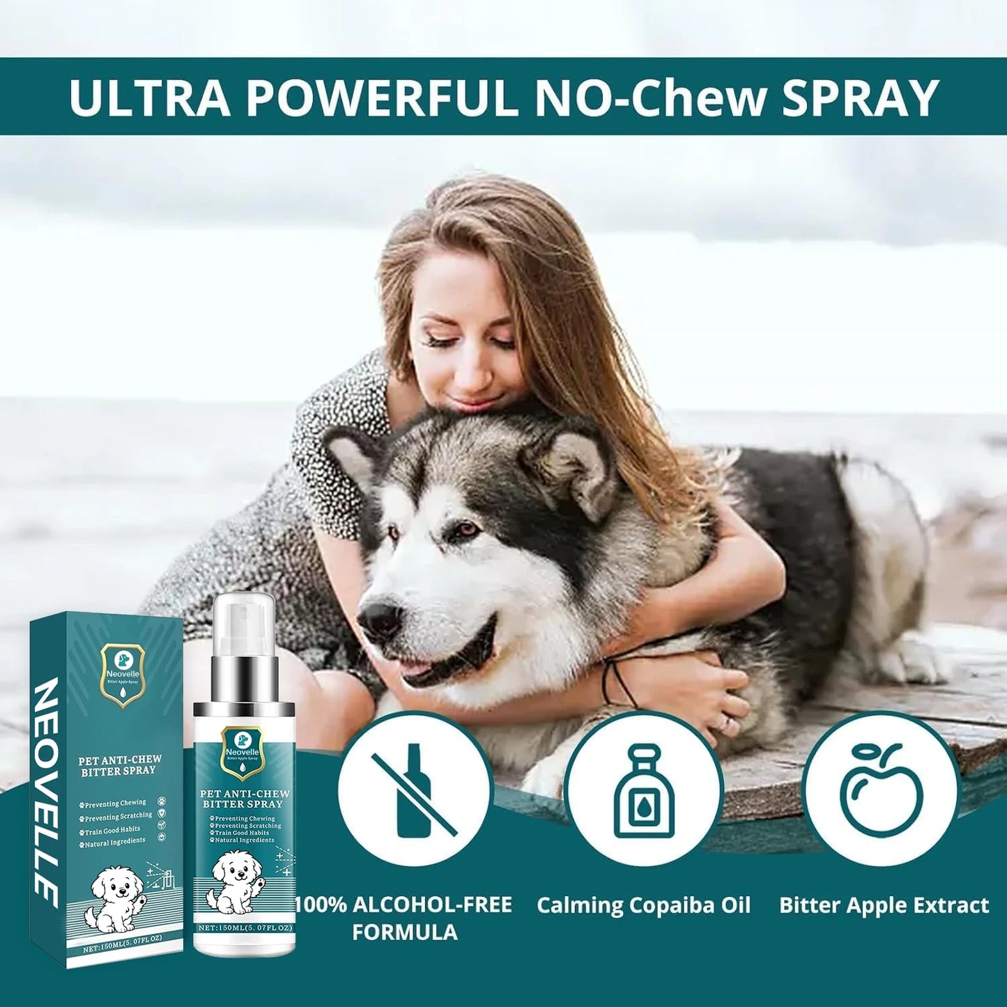 No Chew Spray for Dogs Bitter Deterrent No Alcohol Natural