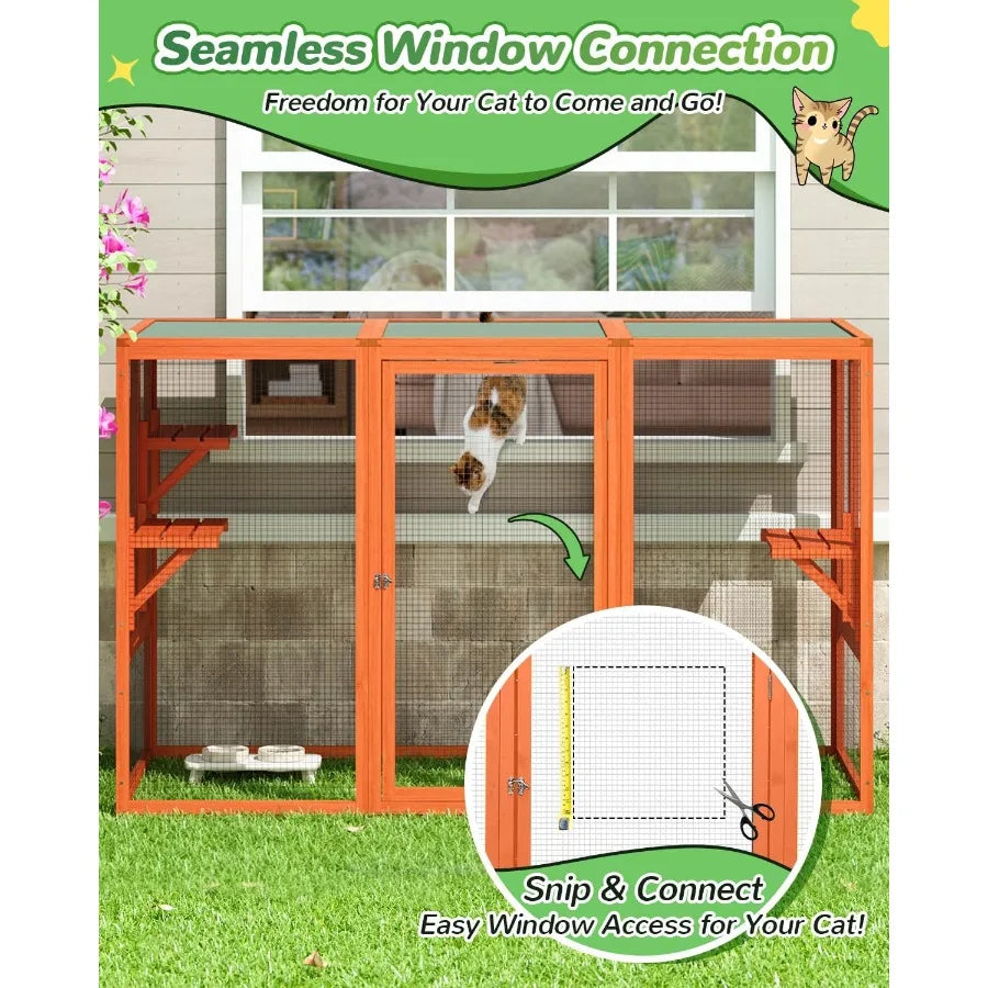 Catio Outdoor Cat Enclosure Weatherproof Patio Cage With Window Access