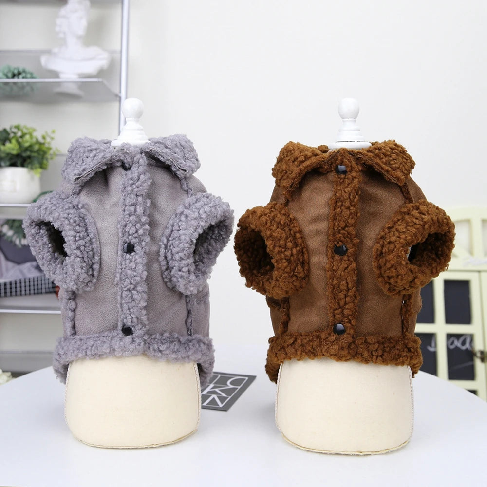 British Style Dog Jacket Lamb Fleece Winter Coat For Dogs