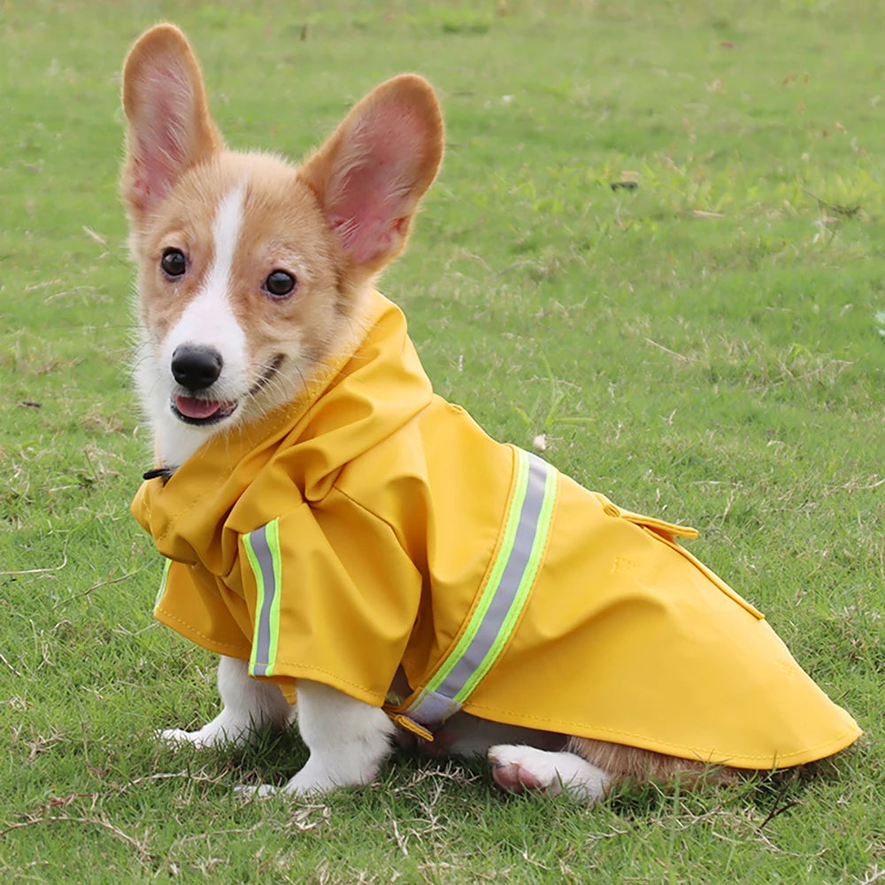 Waterproof Hooded Dog Raincoat With Reflective Cloak Style