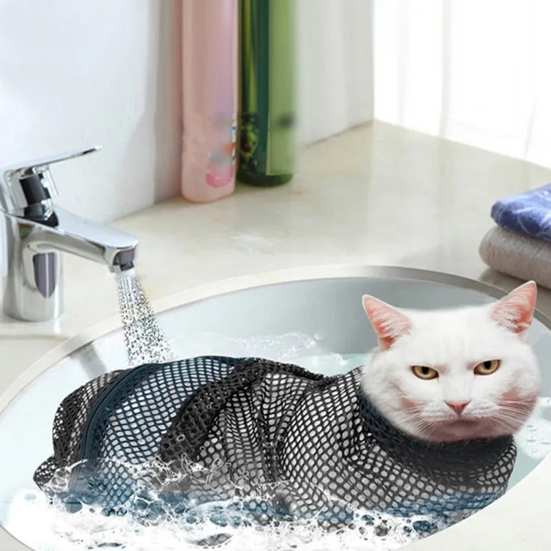 Mesh Cat Groom Bath Bag For Restraint And Nail Trim