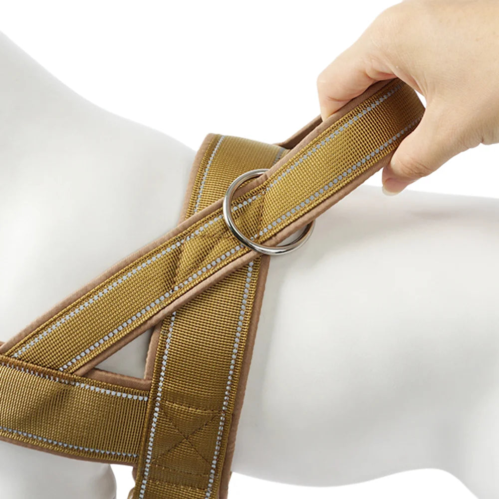 Tactical Anti Pull Dog Harness Nylon Adjustable With Handle