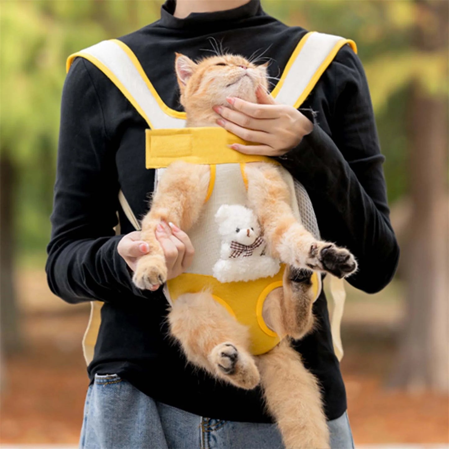 Portable Cat Carrier Backpack For Pets Breathable Front Back