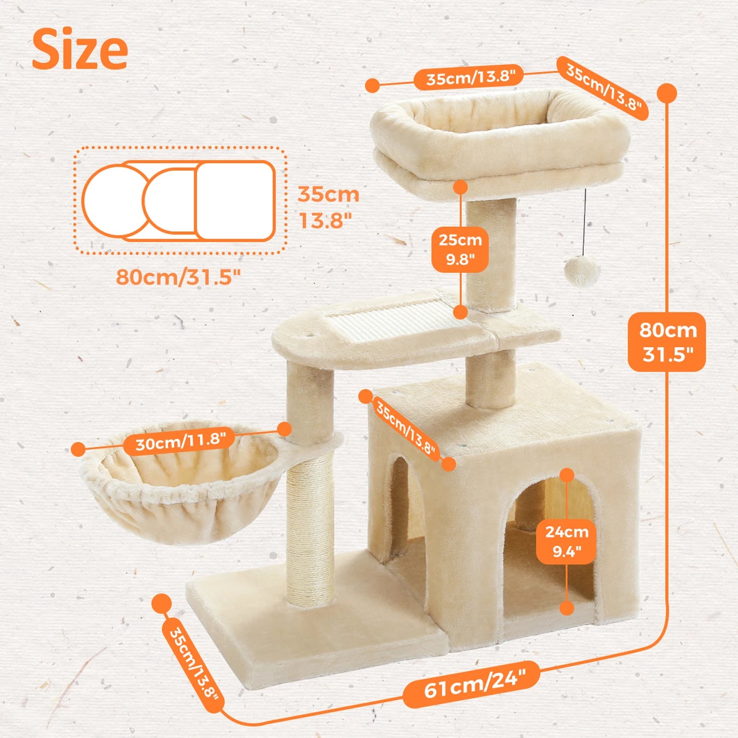 PAWZ Road Cat Tree for Indoor Cats With Scratching Posts