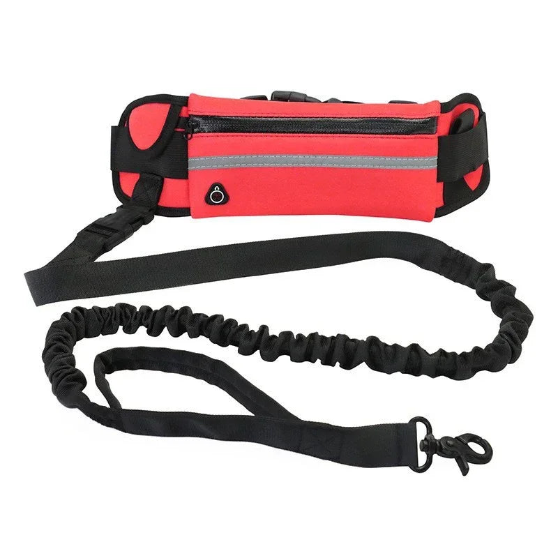 Hands Free Dog Leash With Reflective Waist Bag Retractable