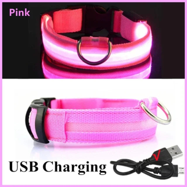 YTYINCN LED Glowing Dog Collar Adjustable Flashing Rechargeable