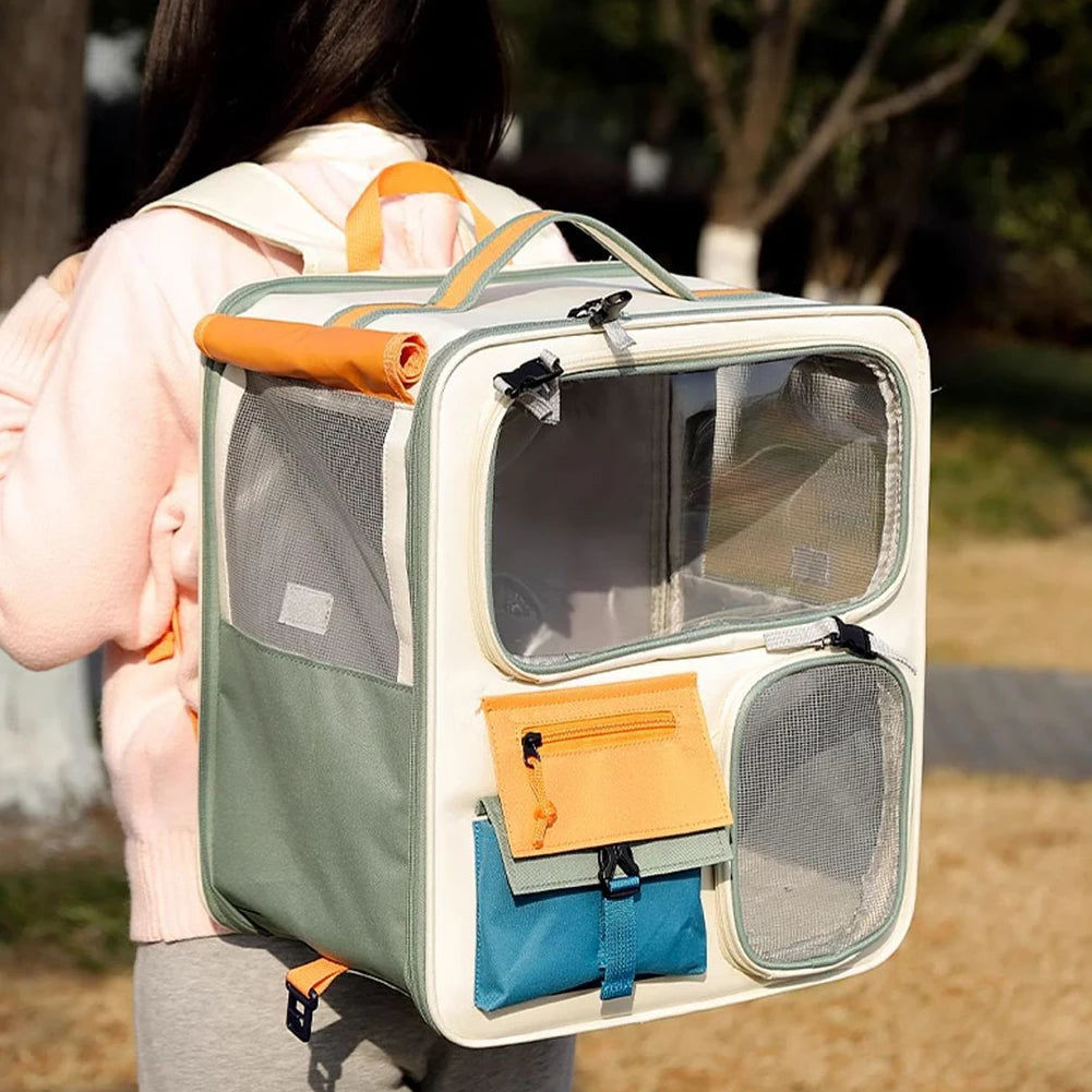 Shunmaii Dog Cat Travel Carrier Backpack Ventilated Mesh Transparent Window