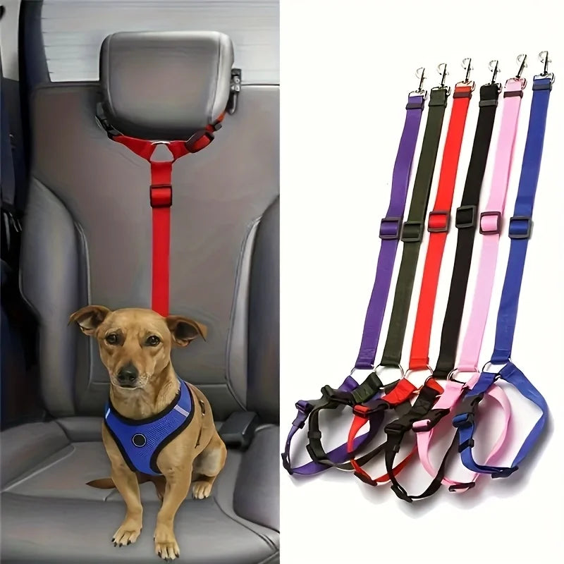 Two-In-One Nylon Pet Car Seat Belt Lead And Harness
