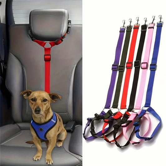 Two-In-One Nylon Pet Car Seat Belt Lead And Harness