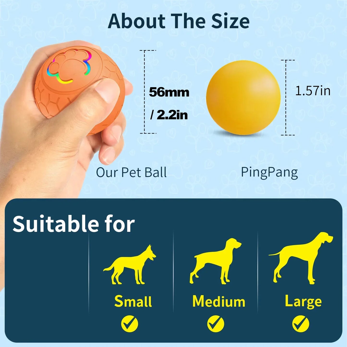 Smart Dog Toy Ball USB Bouncing Toy With RGB Lights