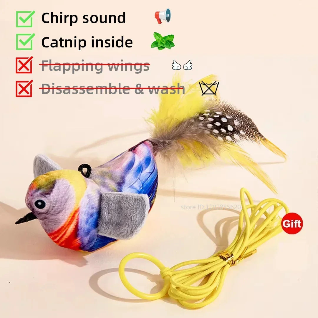 Bird Shaped Interactive Cat Toy Rechargeable Chirping Flapping Plush