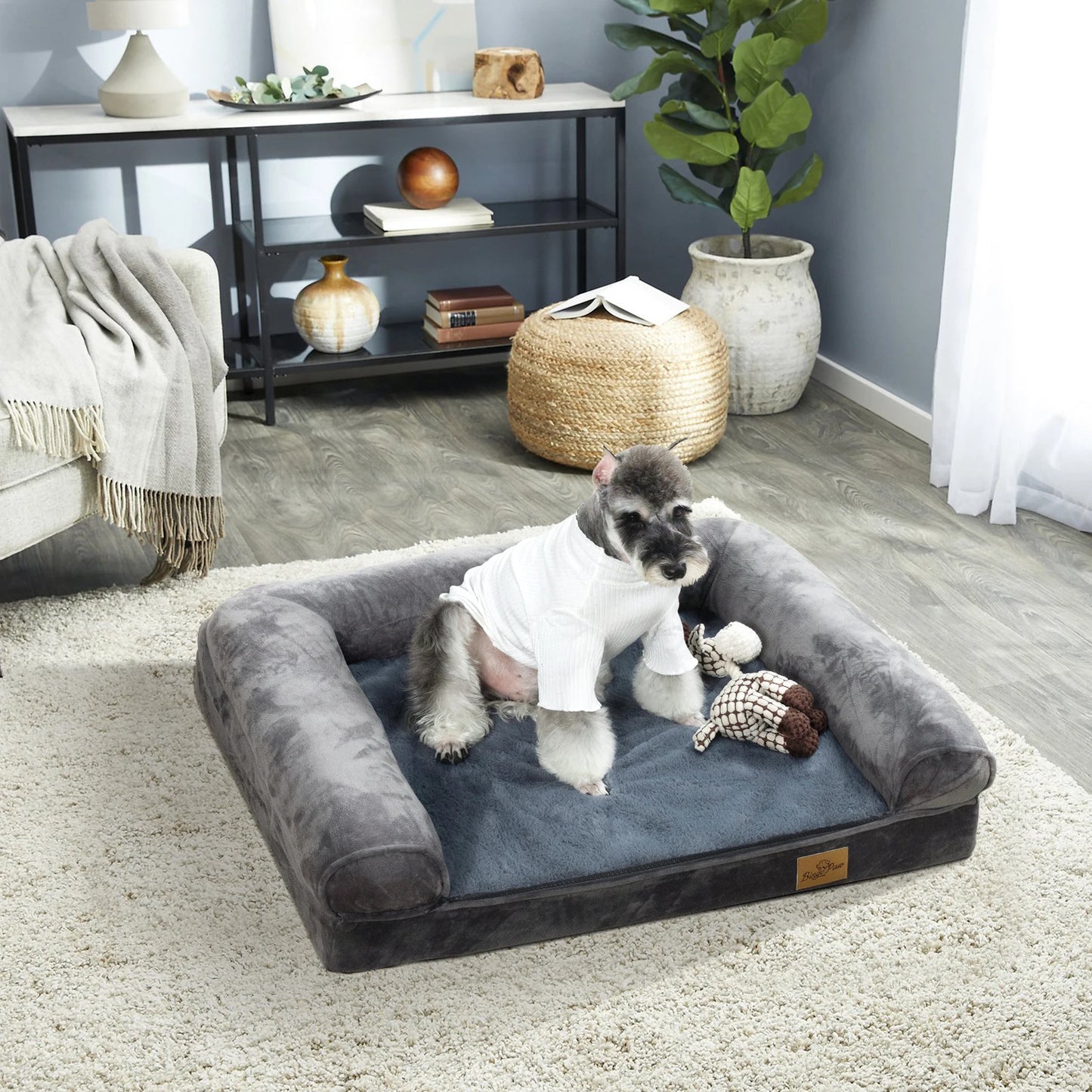 Guangdong Cozy Sofa Dog Bed With Waterproof Cover And Bolster