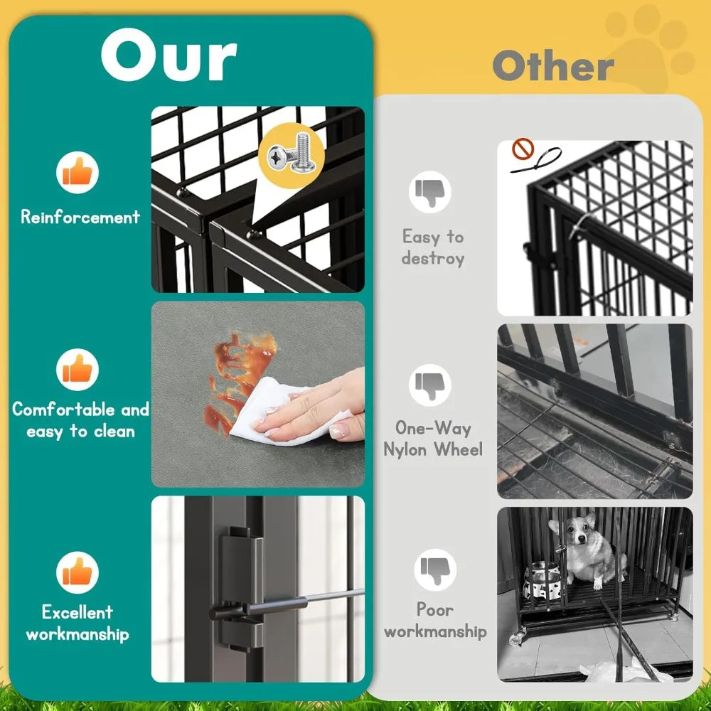 CHENGWEI Heavy Duty Dog Crate Indoor Outdoor Metal Kennel