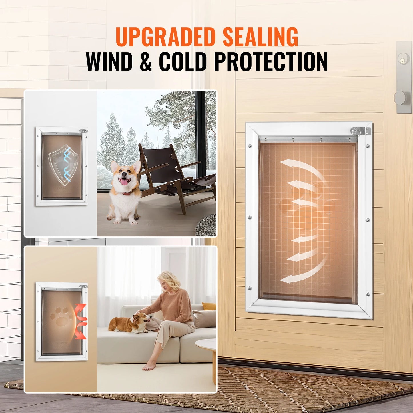 SucceBuy Pet Door Aluminum Frame With Lock And Flap System