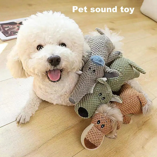 Dog Squeaky Plush Toy Bite Resistant Lion Wolf Elephant Chew