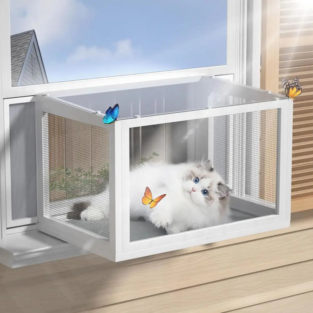 Closure Outdoor Indoor Cat Enclosure With Clear Panels