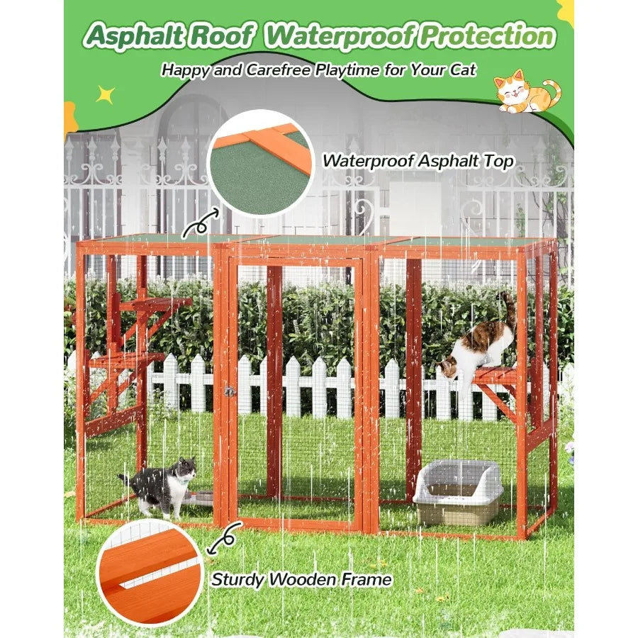 Catio Outdoor Cat Enclosure Weatherproof Patio Cage With Window Access