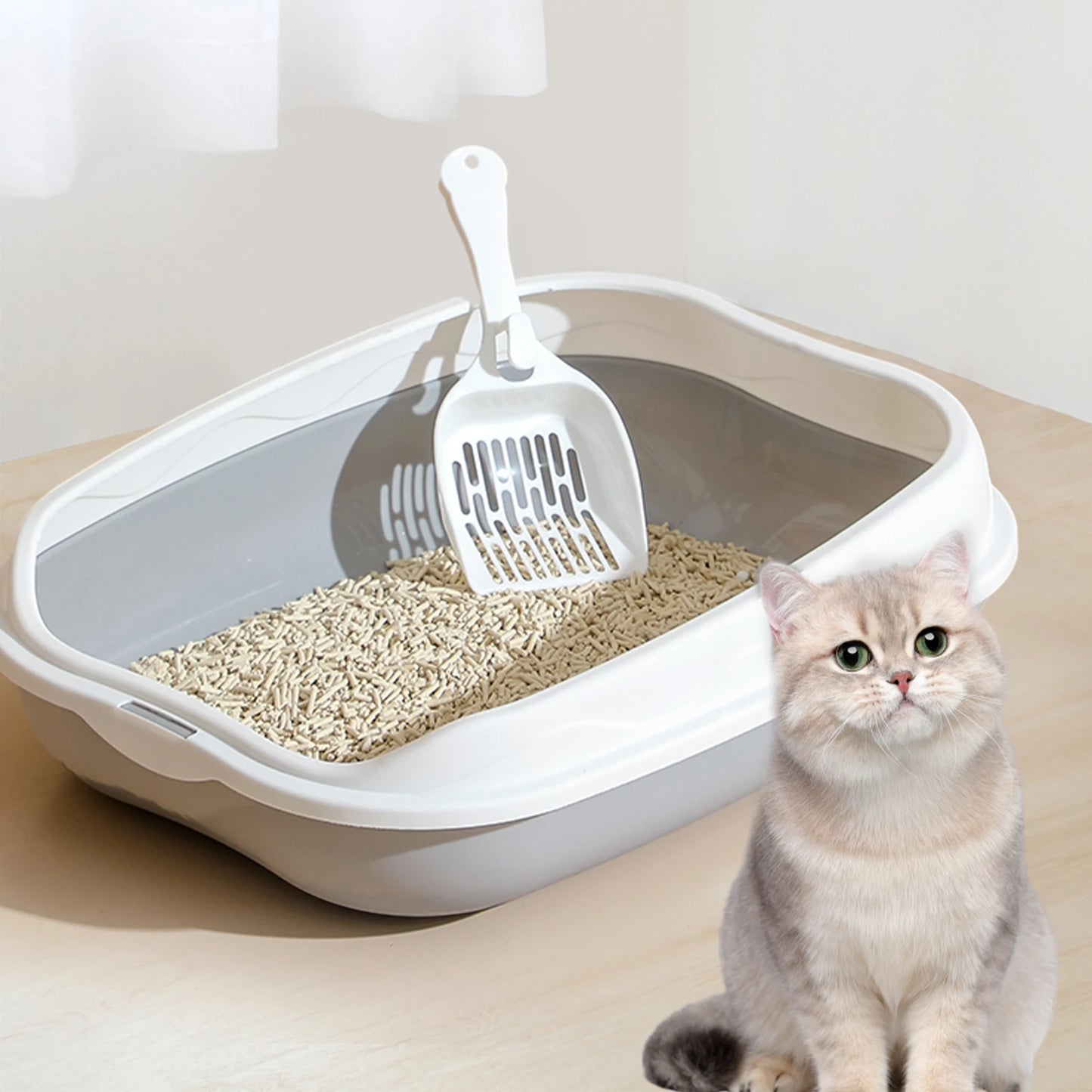 High-concerned Semi-Enclosed Cat Litter Box with Pedal Design