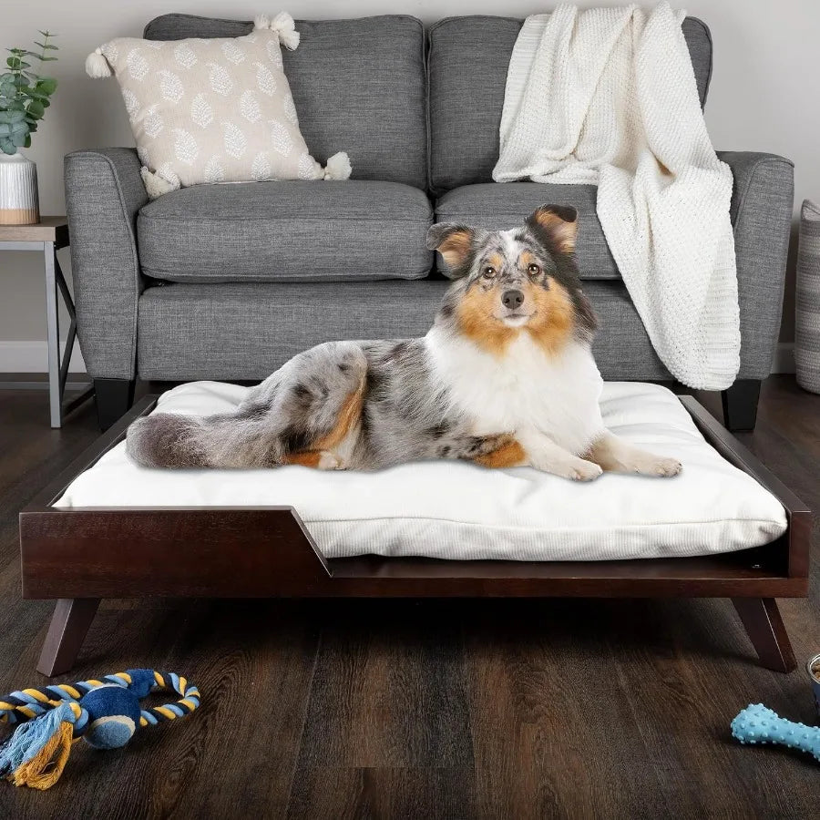 Sichuan Elevated Dog Bed With Wood Frame And Cushion