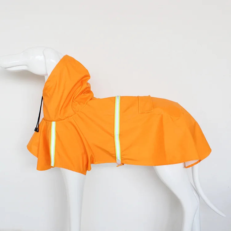 Waterproof Hooded Dog Raincoat With Reflective Cloak Style