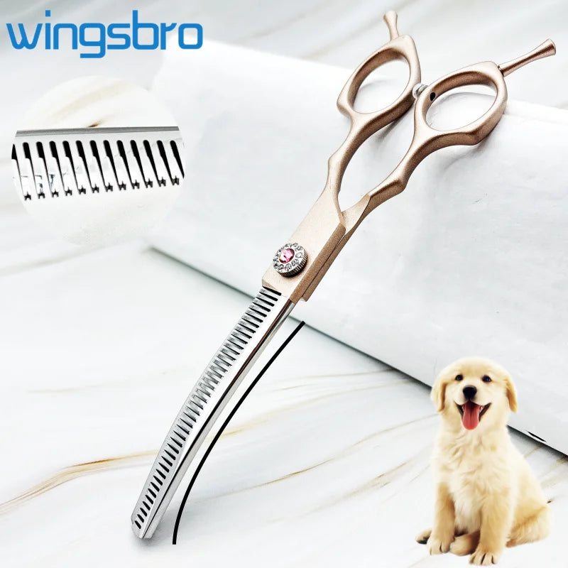 Wingsbro Professional Curved Thinning Dog Grooming Scissors
